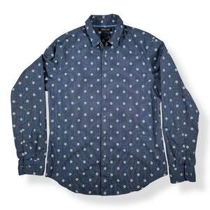Banana Republic Grant Fit Button-Up Shirt Men's M Blue Geometric Print Cotton